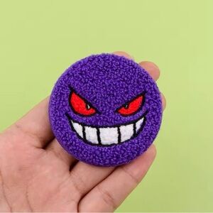 3/$33 Pokemon Character Gengar Fuzzy Texture Embroidered Button Pin Brooch